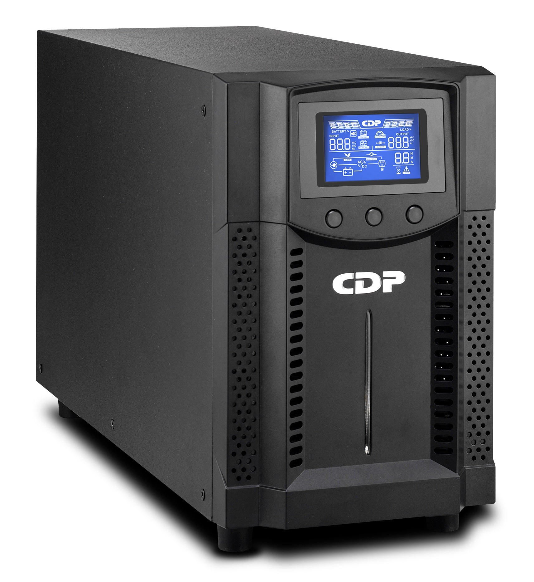 No-Break CDP UPO11-3AX 3000VA/3000W FP 1.0 Online UPS Torre - LCD UL, FCC, CE 120 Vac No-Break CDP UPO11-3AX 3000VA/3000W FP 1.0 Online UPS Torre - LCD UL, FCC, CE 120 Vac